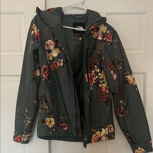 The North Face Women's Floral Ski Jacket - Green and Red